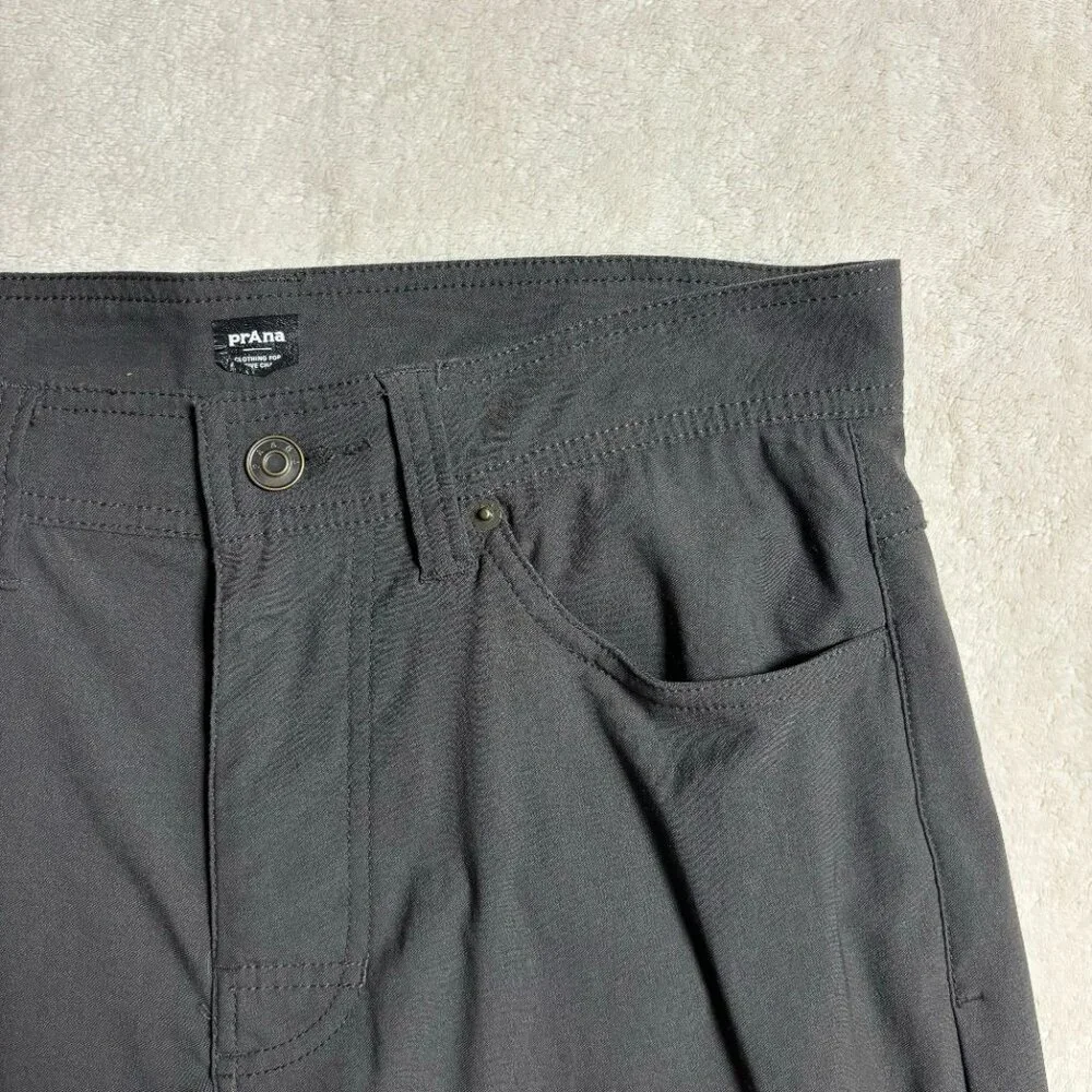 Prana‎ Womens Brion II 5-Pocket Pants Grey Lightweight Straight Fit Nylon 33x27